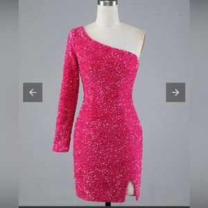 Homecoming Hot pink sequins dress